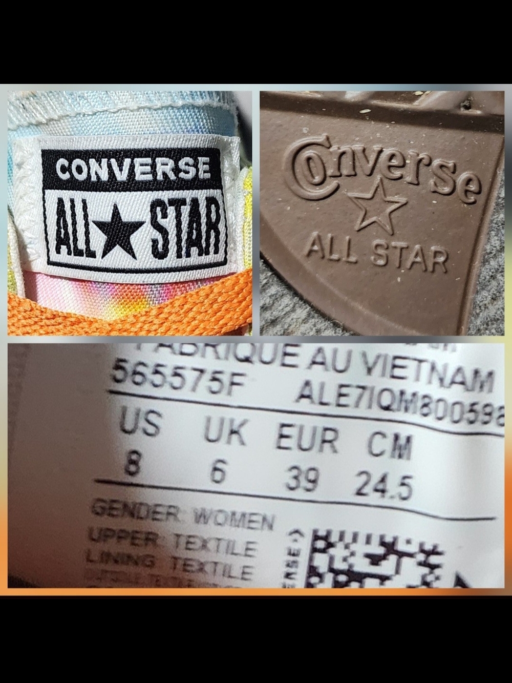 Converse Chuck Taylor All Star Low Top Water Color Tie-dye Sneakers Womens 8 - Picture 8 of 8